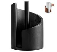 Mountain Paper Towel Holder Countertop with Mango Wood Round Base and Iron Holder, Effortless One-Hand Tearing, Wood Paper Towel Holders Countertop, Holds Jumbo Rolls (Black)