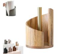 Mountain Paper Towel Holder Countertop with Mango Woods Round Base and Iron Holder - 100% Natural Wood Paper Towel Holders Countertop, One-Handed Tearing (Wood)