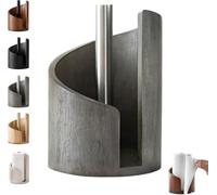 Mountain Paper Towel Holder Countertop with Natural Mango Wood Base & Sturdy Iron Holder - Effortless One-Hand Tearing for Jumbo & Mega Rolls, No Assembly Needed (Gray)