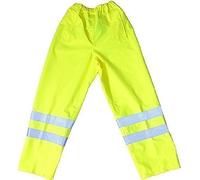 Mountain Pass Hi Viz Yellow Over Trousers Waterproof Pants Reflective Tape Work Elasticated Waist High Vis Safety Workwear Security Road Works Hi Vis Fluorescent Flashing EN471 Yellow 4XL (46-48'')