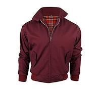 Mountain Pass New Adults British Made Harrington Jacket Coat Bomber Classic 1970's Vintage Retro Mod Skin Scooter Tartan Lining Burgundy 4XL
