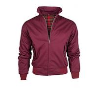 Mountain Pass Vintage Harrington New Adults British Made Harrington Jacket Coat Bomber Classic 1970'S Vintage Retro Mod Skin Scooter Tartan Lining Burgundy Small