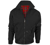 Mountain Pass Vintage Harrington New Adults British Made Harrington Jacket Coat Bomber Classic 1970'S Vintage Retro Mod Skin Scooter Tartan Lining Black 4X-Large