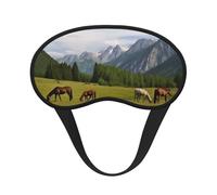 Mountain Pasture Grazing Horses Sleep Mask for Side Sleepers: Blackout Eye Masks for Sleeping - Soft Breathable Soft Eye Shade Cover for Travel - Adjustable Night Blindfold for Men Women Gifts