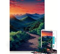 Mountain Path at Sunset 1000 Piece Jigsaw Puzzles for Adults Teenagers Clear Logic Toy Relax Time Perfect Cut Santa Wish Item (50x75cm)