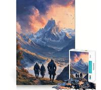 Mountain Path at Sunset Adventurers 1000 Pieces Jigsaws Adults Puzzles Gifts Mind Game Toy Bonding Time Neat Cut Bday Surprise (50x75cm)