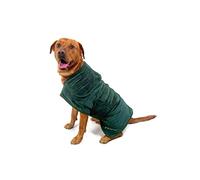 Mountain Paws Dog Drying Robe Microfibre Towel Super Absorbent or Puppy Bathrobe with Adjustable Collar/Hood & Belly Strap Soft Fast, Green