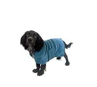 Mountain Paws Dog Drying Robe | Microfibre Towel | Super Absorbent or Puppy Bathrobe with Adjustable Collar/Hood & Belly Strap | Soft | Fast, Blue,Extra Large