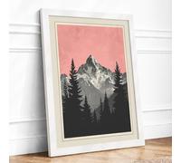 Mountain Peak at Dawn Minimalist Framed Wall Art Print A3 (42×29.7cm) White, Wall Decor for Living Room, Bedroom, Office & Home, Ready to Hang, Art Gift