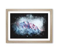 Mountain Peak in Russia Paint Splash Framed Print | A2 Oak Framed Wall Art | Ready to Hang | Modern Landscape Picture | Living Room Bedroom Lounge Office