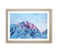 Mountain Peak in Russia Painting Framed Print | A2 Oak Framed Wall Art | Ready to Hang | Modern Landscape Picture | Living Room Bedroom Lounge Office