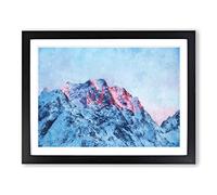 Mountain Peak In Russia Painting Modern Art Framed Print | A2 Black Framed Wall Art | Ready to Hang | Modern Landscape Picture | Living Room Bedroom Lounge Office