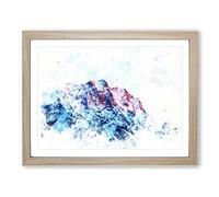 Mountain Peak In Russia Watercolour Modern Framed Print | A2 Oak Framed Wall Art | Ready to Hang | Modern Landscape Picture | Living Room Bedroom Lounge Office