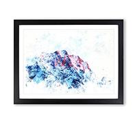 Mountain Peak In Russia Watercolour Modern Framed Print | A4 Black Framed Wall Art | Ready to Hang | Modern Landscape Picture | Living Room Bedroom Lounge Office