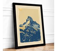 Mountain Peak in Silence Minimalist Framed Wall Art Print A3 (42×29.7cm) Black, Wall Decor for Living Room, Bedroom, Office & Home, Ready to Hang, Art Gift