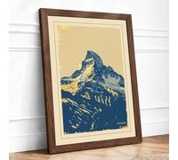 Mountain Peak in Silence Minimalist Framed Wall Art Print A3 Walnut | Ready to Hang, Premium Gi Paper, Fade-Resistant Inks, Securely Packaged, UK Made