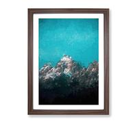 Mountain Peak In Wyoming In Abstract Modern Framed Wall Art Print, Ready to Hang Picture for Living Room Bedroom Home Office Décor, Walnut A2 (64 x 46 cm)
