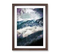 Mountain Peak View In Italy In Abstract Modern Framed Wall Art Print, Ready to Hang Picture for Living Room Bedroom Home Office Décor, Walnut A4 (34 x 25 cm)