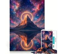 Mountain Peak with Cosmic Reflection 1000 Piece Jigsaw Puzzles for Teenagers Memory Gain Stress Free Design Assembly Heartfelt Gift (38x26cm)