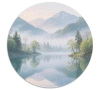 Mountain Peaks And Trees by The Lake Jigsaw Puzzles Puzzle for Adults Kids. 1000 Piece Scenery Whimsical Challenge Toy Educational Game Home Decoration for Educational Games Gifts 1000pcs (67.5x67.5cm