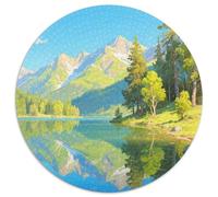 Mountain Peaks And Trees by The Lake Jigsaw Puzzles Puzzle for Adults Kids. 1000 Pieces Scenery Impossible Challenge Toy Educational Game Home Decoration for Educational Games Gifts 1000pcs (67.5x67.5