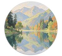 Mountain Peaks And Trees by The Lake Jigsaw Puzzles Puzzle for Adults Kids. 1000 Pieces Scenery Whimsical Challenge Toy Educational Games Home Decoration for Educational Games Gifts 1000pcs (67.5x67.5