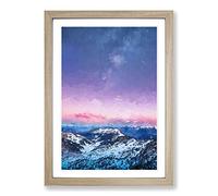 Mountain Peaks in The Dolomites Italy in Abstract Framed Print | A2 Oak Framed Wall Art | Ready to Hang | Abstract Landscape Picture | Living Room Bedroom Lounge Office