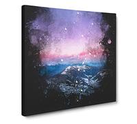 Mountain Peaks in the Dolomites Italy Paint Splash Canvas Print | Gallery Wrapped 30mm Frame Wall Art | 20x20 inches | Ready to Hang | Modern Landscape Picture | Living Room Bedroom Lounge Office