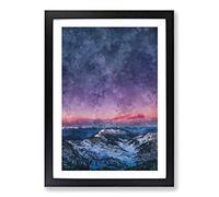 Mountain Peaks in The Dolomites Italy Painting Framed Print | A2 Black Framed Wall Art | Ready to Hang | Modern Landscape Picture | Living Room Bedroom Lounge Office
