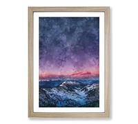 Mountain Peaks in The Dolomites Italy Painting Framed Print | A2 Oak Framed Wall Art | Ready to Hang | Modern Landscape Picture | Living Room Bedroom Lounge Office
