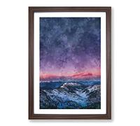 Mountain Peaks in The Dolomites Italy Painting Framed Print | A2 Walnut Framed Wall Art | Ready to Hang | Modern Landscape Picture | Living Room Bedroom Lounge Office