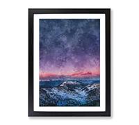 Mountain Peaks In The Dolomites Italy Painting Modern Framed Print | A2 Black Framed Wall Art | Ready to Hang | Modern Landscape Picture | Living Room Bedroom Lounge Office