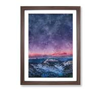 Mountain Peaks In The Dolomites Italy Painting Modern Framed Print | A2 Walnut Framed Wall Art | Ready to Hang | Modern Landscape Picture | Living Room Bedroom Lounge Office
