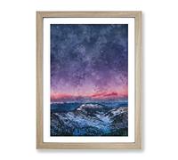 Mountain Peaks In The Dolomites Italy Painting Modern Framed Wall Art Print, Ready to Hang Picture for Living Room Bedroom Home Office Décor, Oak A2 (64 x 46 cm)
