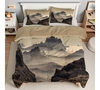 Mountain Peaks Queen Duvet Smoke Queen Quilt 7.5 Tog Lightweight Soft Comforter Set, All Seasons Reversible Coverless Microfiber Duvet with 2 Pillowcases Machine WashableT3466