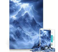 Mountain Peaks Under Lightning Storm Jigsaw Puzzles for Adults1000 Pieces Intellect Toy Calming Play Quality Cut Wall Art Decor (38x52cm)