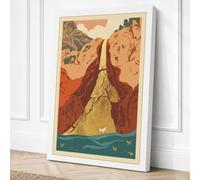 Mountain Pilgrimage Japandi Canvas Wall Art Print 18x12 Inch (46 x 30 cm)