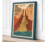 Mountain Pilgrimage Japandi Canvas Wall Art Print 18x12 Inch (46 x 30 cm)