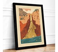 Mountain Pilgrimage Japandi Framed Wall Art Print A1 (84.1×59.4cm) Black, Wall Decor for Living Room, Bedroom, Office & Home, Ready to Hang, Art Gift