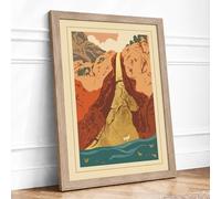 Mountain Pilgrimage Japandi Framed Wall Art Print A2 (59.4×42cm) Oak, Wall Decor for Living Room, Bedroom, Office & Home, Ready to Hang, Art Gift