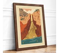 Mountain Pilgrimage Japandi Framed Wall Art Print A4 (29.7×21cm) Walnut, Wall Decor for Living Room, Bedroom, Office & Home, Ready to Hang, Art Gift