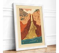 Mountain Pilgrimage Japandi Framed Wall Art Print A4 (29.7×21cm) White, Wall Decor for Living Room, Bedroom, Office & Home, Ready to Hang, Art Gift