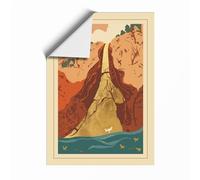Mountain Pilgrimage Japandi Unframed Wall Art Print A2 (59.4×42cm), Wall Decor for Living Room, Bedroom, Office & Home, Art Gift