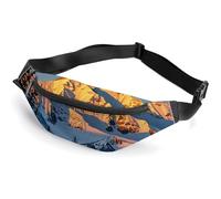 Mountain Pine Tree Print Belt Bag with Adjustable Strap, Lightweight Travel Crossbody Bags, Hands-Free Mini Fanny Packs in Running Gym
