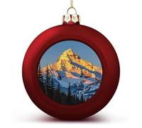Mountain Pine Tree Print Christmas Ball Ornaments 2.4 Inch, Shatterproof Plastic Xmas Balls Funny Christmas Tree Ornaments Hanging Balls for Holiday Party Home Decor, 1PCS