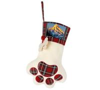 Mountain Pine Tree Print Christmas Stockings 17 Inch Cute Dog Paw Shaped Xmas Socks with Hanging Loop, Reusable Gift Bags for Holiday Fireplace Hanging Stockings for Tree Decor
