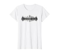Mountain Pine Trees Forest Lake National Park Landscape Value Graphic T-Shirt, Women, White, XL