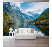 Mountain Plants Photography Photo Mural,Non-Woven Paste the Wall Wallpaper for Living Room, Photorealistic Realistic Wildflower Alpine Wall Art Easy to Remove, 300 x 210 cm