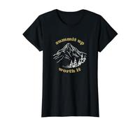 Mountain Pun Summit up Worth it Value Graphic T-Shirt, Women, Black, M