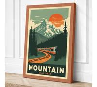 Mountain Rail Journey Retro Canvas Wall Art Print 18x12 Inch